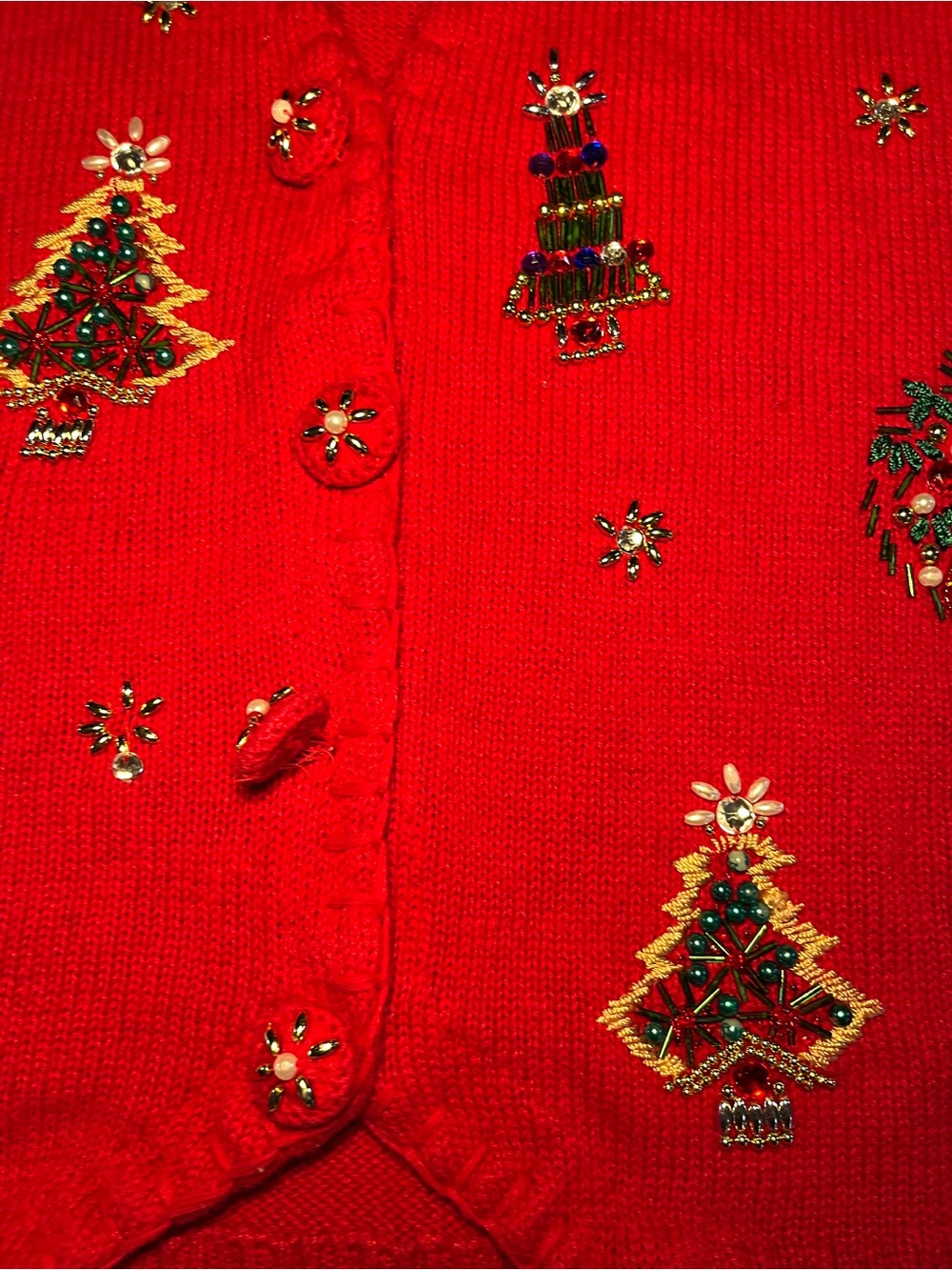 Vintage Victoria Harbour Beaded Christmas Sweater Vest Red Small - Picture 4 of 10